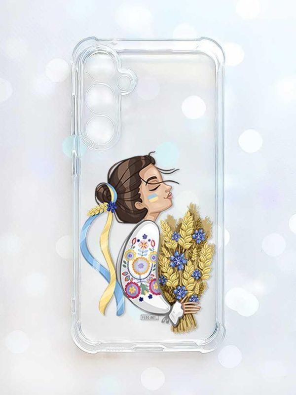 Чохол з потовщеними кутами на Samsung Galaxy S23 FE :: Українка з колосками (принт 172)