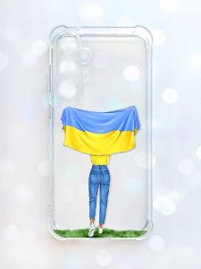 Чохол з потовщеними кутами на Samsung Galaxy S23 FE :: Дівчина з прапором (принт 263)