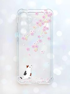 Чохол з потовщеними кутами на Samsung Galaxy S23 FE :: Котик і сакура (принт 283)