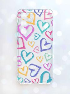 Чохол з потовщеними кутами на Samsung Galaxy S23 FE :: Різнокольорові сердечка (принт 332)
