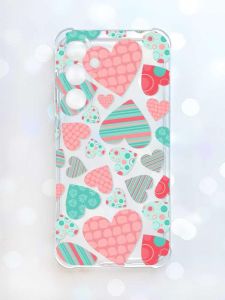 Чохол з потовщеними кутами на Samsung Galaxy S23 FE :: Різнокольорові сердечка (принт 334)