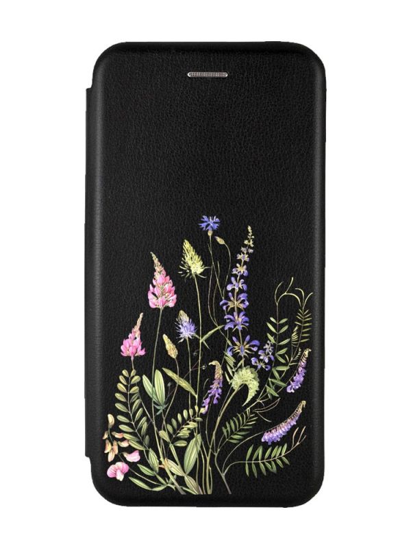 Чохол-книжка з малюнком для Samsung Galaxy A73 5G Чорний :: Квіткова ідилія (принт 382)