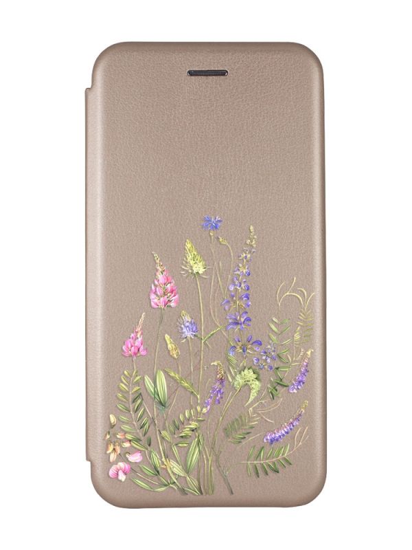 Чохол-книжка з малюнком для Xiaomi Redmi 9 Золотий :: Квіткова ідилія (принт 382)