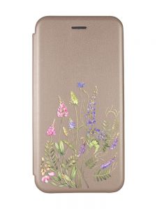 Чохол-книжка з малюнком для Samsung Galaxy A10 (2019) A105 Золотий :: Квіткова ідилія (принт 382)