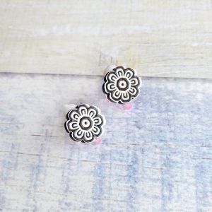 Дитячі сережки кліпси Квітка (принт k_020)