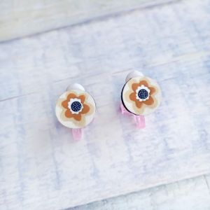 Дитячі сережки кліпси Квітка (принт k_021)
