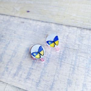 Дитячі сережки кліпси Метелик (принт k_022)