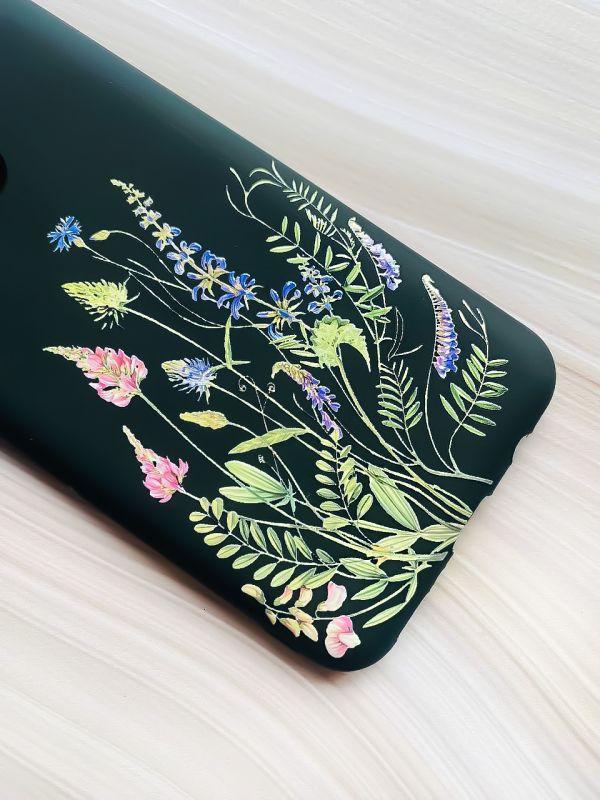 Матовий чохол на Samsung Galaxy M54 Чорний :: Квіткова ідилія (принт 382)