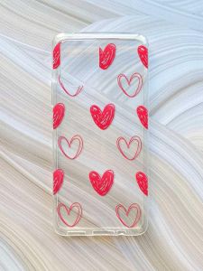 Прозорий чохол на Motorola Moto G72 :: Сердечка червоні (принт 77)