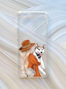 Прозорий чохол на Motorola Moto G72 :: Дівчина з песиком (принт 115)