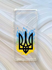 Прозорий чохол на Motorola Moto G72 :: Тризуб Полум'я (принт 257)