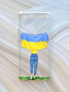 Прозорий чохол на Motorola Moto G72 :: Дівчина з прапором (принт 263)