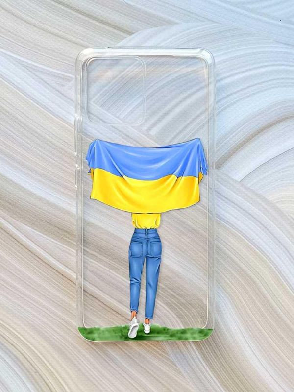 Прозорий чохол на Motorola Moto G72 :: Дівчина з прапором (принт 263)
