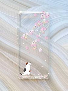 Прозорий чохол на Motorola Moto G72 :: Котик і сакура (принт 283)