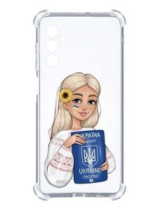 Чохол з потовщеними кутами на Samsung Galaxy S24 :: Дівчина з паспортом (принт 13)
