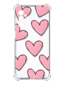 Чохол з потовщеними кутами на Samsung Galaxy S24 :: Сердечка рожеві (принт 78)