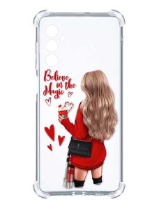 Чохол з потовщеними кутами на Samsung Galaxy S24 :: Дівчина з кавою (принт 137)