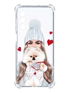 Чохол з потовщеними кутами на Samsung Galaxy S24 :: Дівчина з песиком (принт 142)