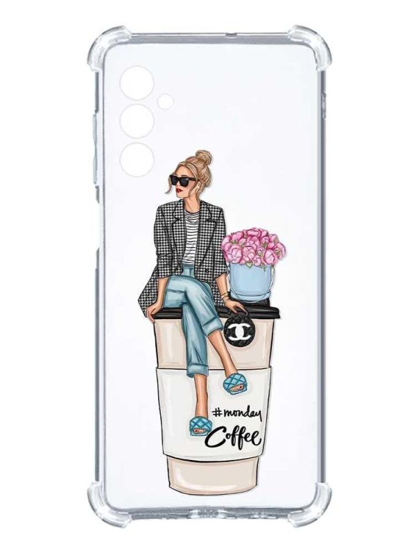 Чохол з потовщеними кутами на Samsung Galaxy S24 :: Дівчина на каві (принт 228)