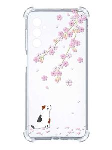 Чохол з потовщеними кутами на Samsung Galaxy S24 :: Котик і сакура (принт 283)