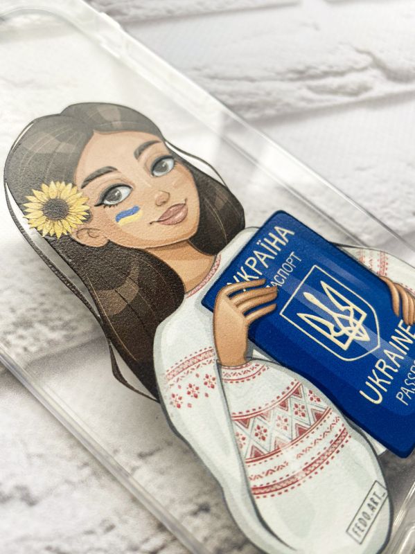 Чохол з потовщеними кутами на Samsung Galaxy S22 Ultra :: Дівчина з паспортом (принт 12)