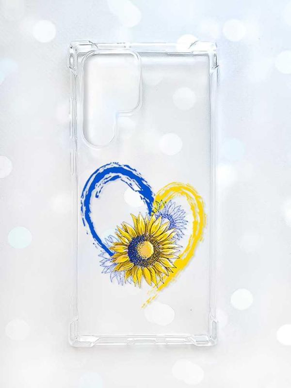 Чохол з потовщеними кутами на Samsung Galaxy S22 Ultra :: Серце з соняхом. Україна (принт 260)