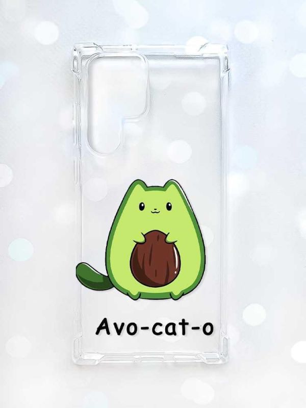 Чохол з потовщеними кутами на Samsung Galaxy S22 Ultra :: Котик Авокадо (принт 306)