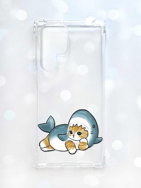 Чохол з потовщеними кутами на Samsung Galaxy S22 Ultra :: Котик акула (принт 355)