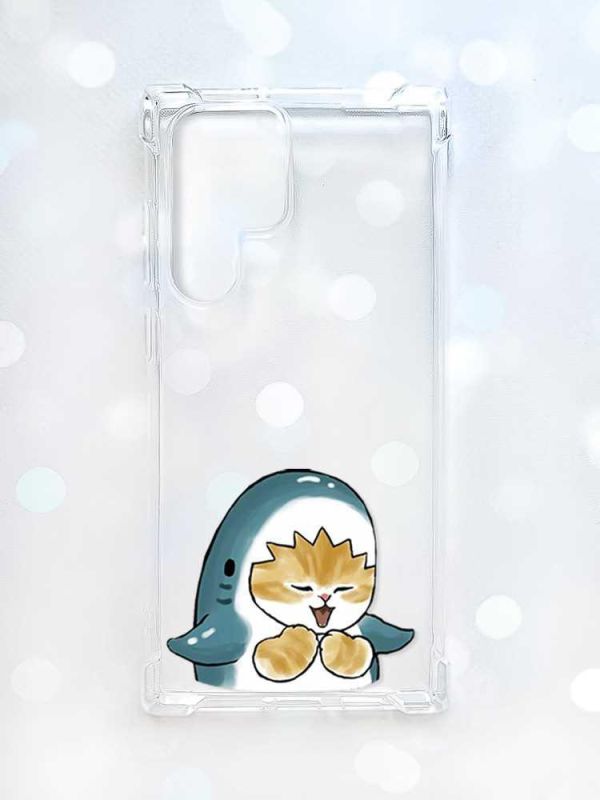 Чохол з потовщеними кутами на Samsung Galaxy S22 Ultra :: Котик Акула (принт 376)