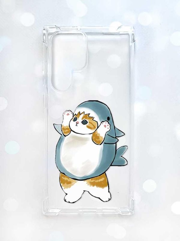 Чохол з потовщеними кутами на Samsung Galaxy S22 Ultra :: Котик акула (принт 379)