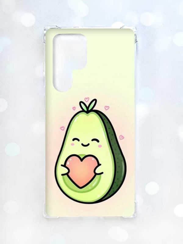 Чохол з потовщеними кутами на Samsung Galaxy S22 Ultra :: Кавай авокадо з сердечком (принт 310)