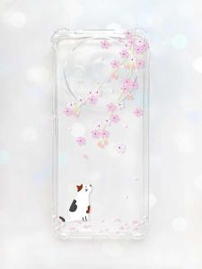 Чохол з потовщеними кутами на Xiaomi Redmi A3 :: Котик і сакура (принт 283)