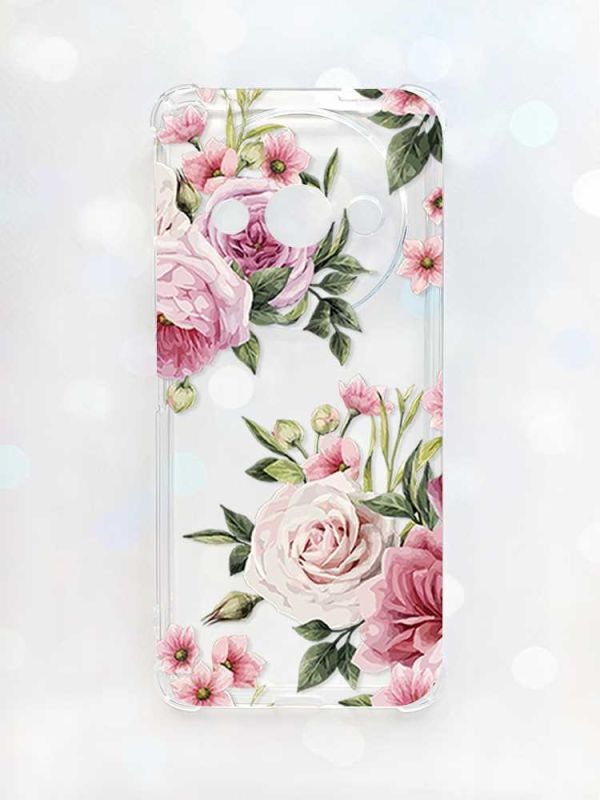 Чохол з потовщеними кутами на Xiaomi Redmi A3 :: Рожеві квіти (принт 287)
