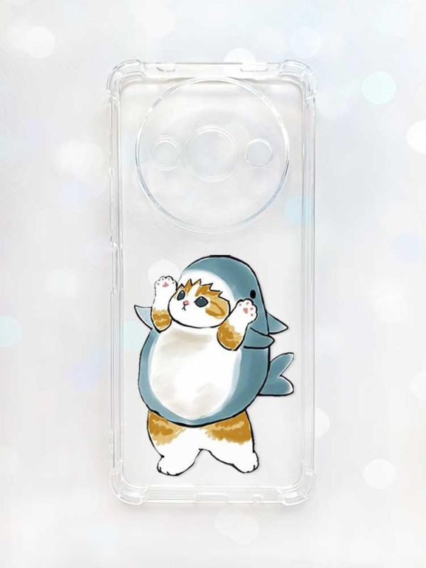 Чохол з потовщеними кутами на Xiaomi Redmi A3 :: Котик акула (принт 379)