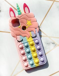 Чохол Попит Антистрес Поп-Іт Pop It для Xiaomi POCO C3 Поп іт Єдиноріг рожево-фіолетовий