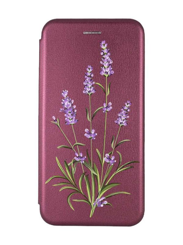 Чохол-книжка з малюнком для Samsung Galaxy A55 (A556) Бордовий :: Гілочки лаванди (принт 266)
