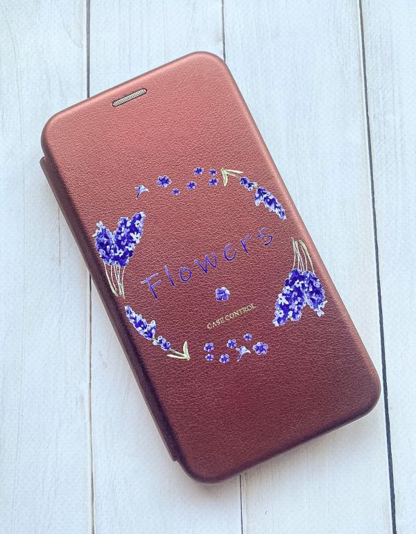 Чохол-книжка з малюнком для Samsung Galaxy A55 (A556) Бордовий :: Лавандовий віночок (принт 19)