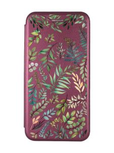 Чохол-книжка з малюнком для Samsung Galaxy A35 (A356) Бордовий :: Рослинний фон (принт 377)