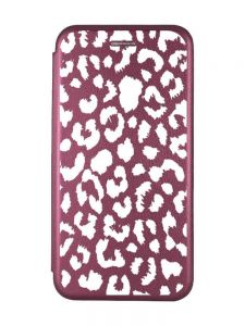 Чохол-книжка з малюнком для Samsung Galaxy A35 (A356) Бордовий :: Леопардовий принт Білий (принт 375)