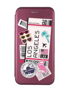 Чохол-книжка з малюнком для Samsung Galaxy A55 (A556) Бордовий :: Подорожі. Лос-Анджелес (принт 328)