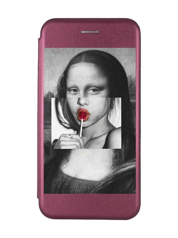 Чохол-книжка з малюнком для Samsung Galaxy A55 (A556) Бордовий :: Сучасна Мона Ліза (принт 351)