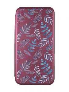 Чохол-книжка з малюнком для Samsung Galaxy A55 (A556) Бордовий :: Рослинний фон (принт 276)