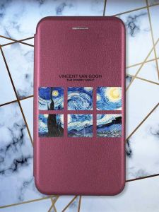 Чохол-книжка з малюнком для Samsung Galaxy A35 (A356) Бордовий :: Зоряна ніч (принт 83)