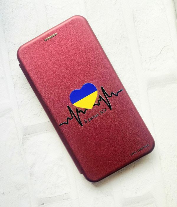 Чохол-книжка з малюнком для Samsung Galaxy A55 (A556) Бордовий :: В ритмі ЗСУ (принт 70)