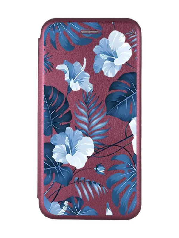 Чохол-книжка з малюнком для Samsung Galaxy A55 (A556) Бордовий :: Тропіки (принт 373)