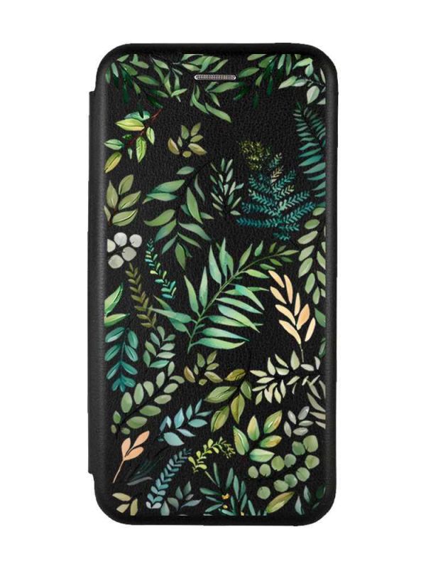 Чохол-книжка з малюнком для Samsung Galaxy A35 (A356) Чорний :: Рослинний фон (принт 377)