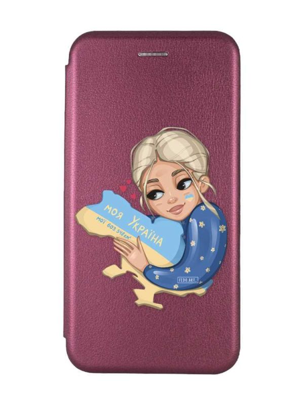 Чохол-книжка з малюнком для Samsung Galaxy A55 (A556) Бордовий :: Моя Україна (принт 24)