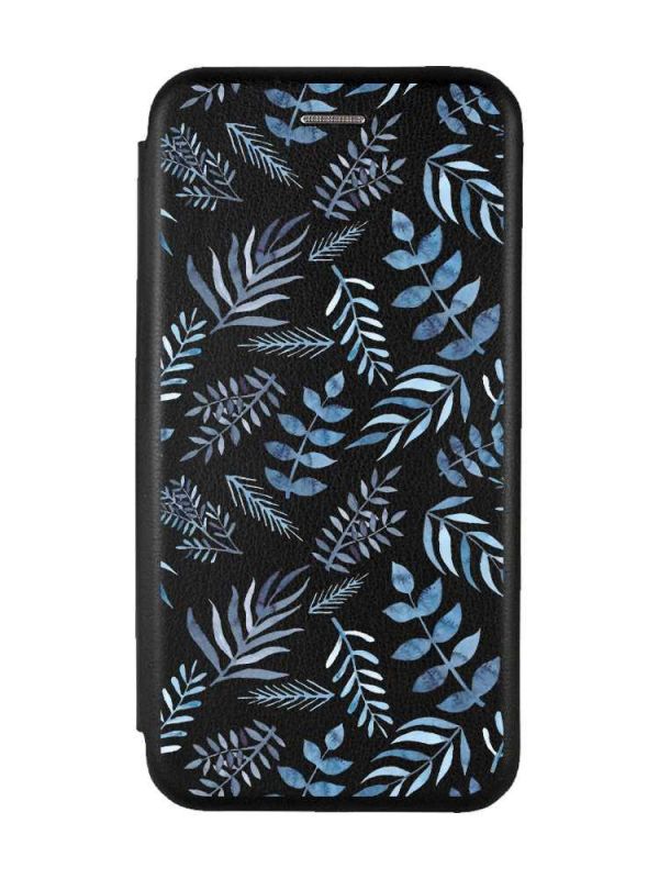 Чохол-книжка з малюнком для Samsung Galaxy A35 (A356) Чорний :: Рослинний фон (принт 276)