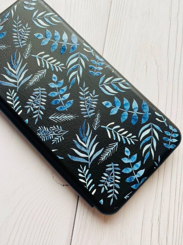 Чохол-книжка з малюнком для Samsung Galaxy A35 (A356) Чорний :: Рослинний фон (принт 276)