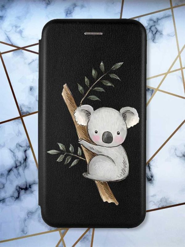 Чохол-книжка з малюнком для Samsung Galaxy A35 (A356) Чорний :: Коала (принт 132)